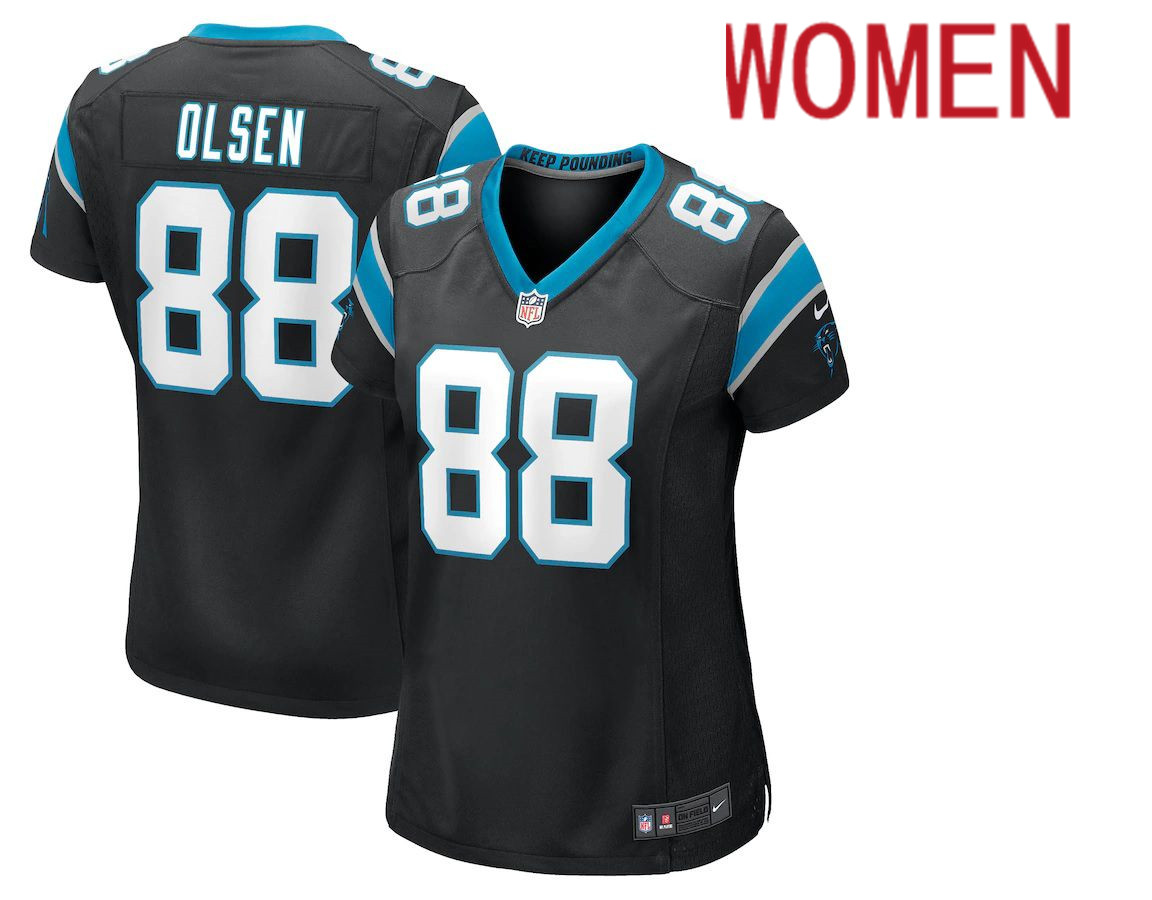 Women Carolina Panthers 88 Greg Olsen Black Nike Player NFL Jersey